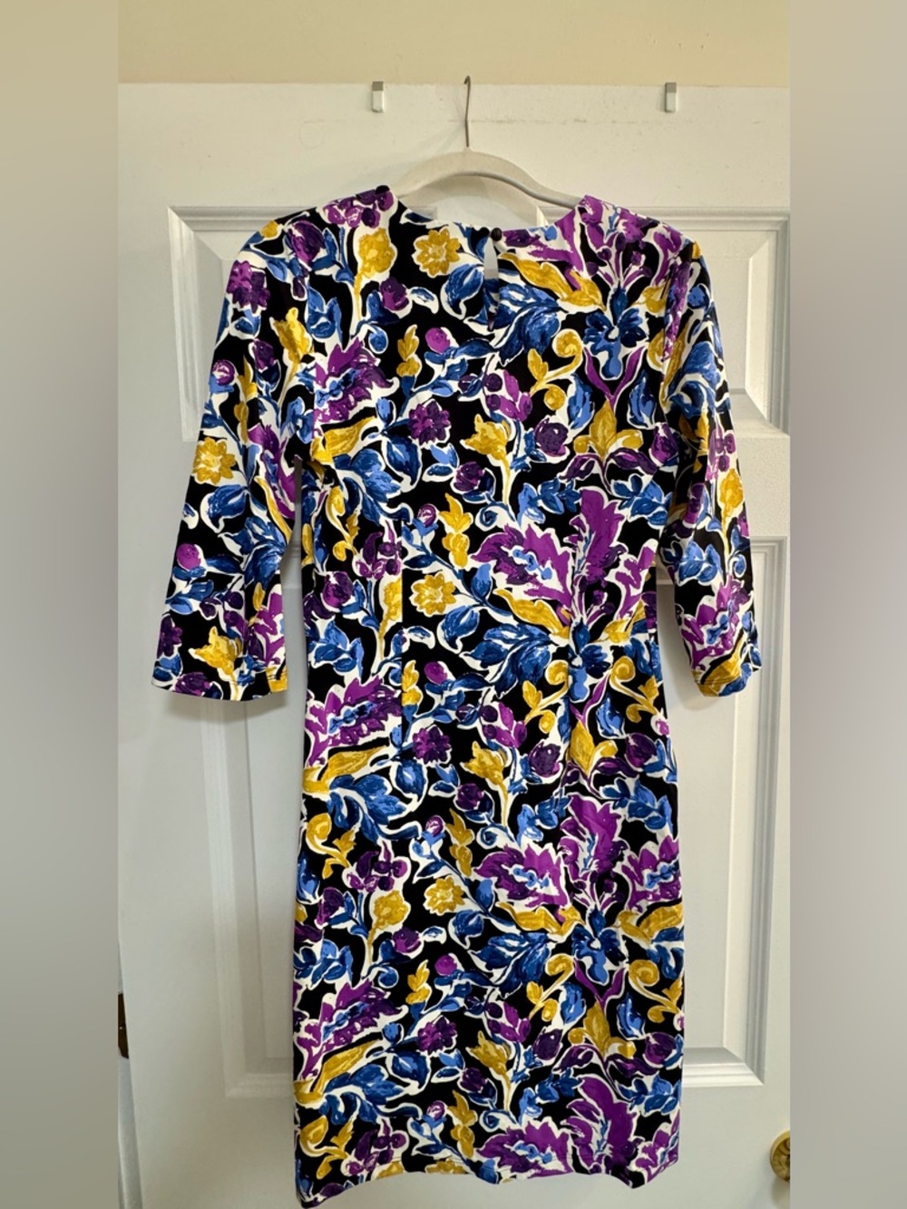 J. McLaughlin Catalyst Dress- Multicolor Floral Dress in Purple, Blue & Yellow